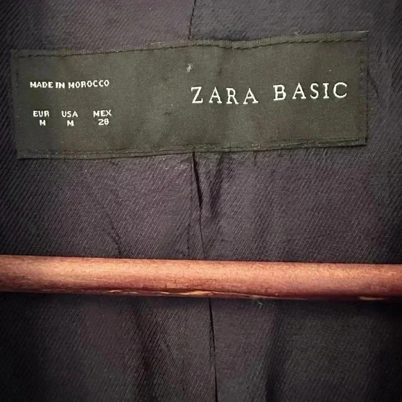 Zara Basic Navy And Grey polka dot Blazer, size Medium - Picture 5 of 6